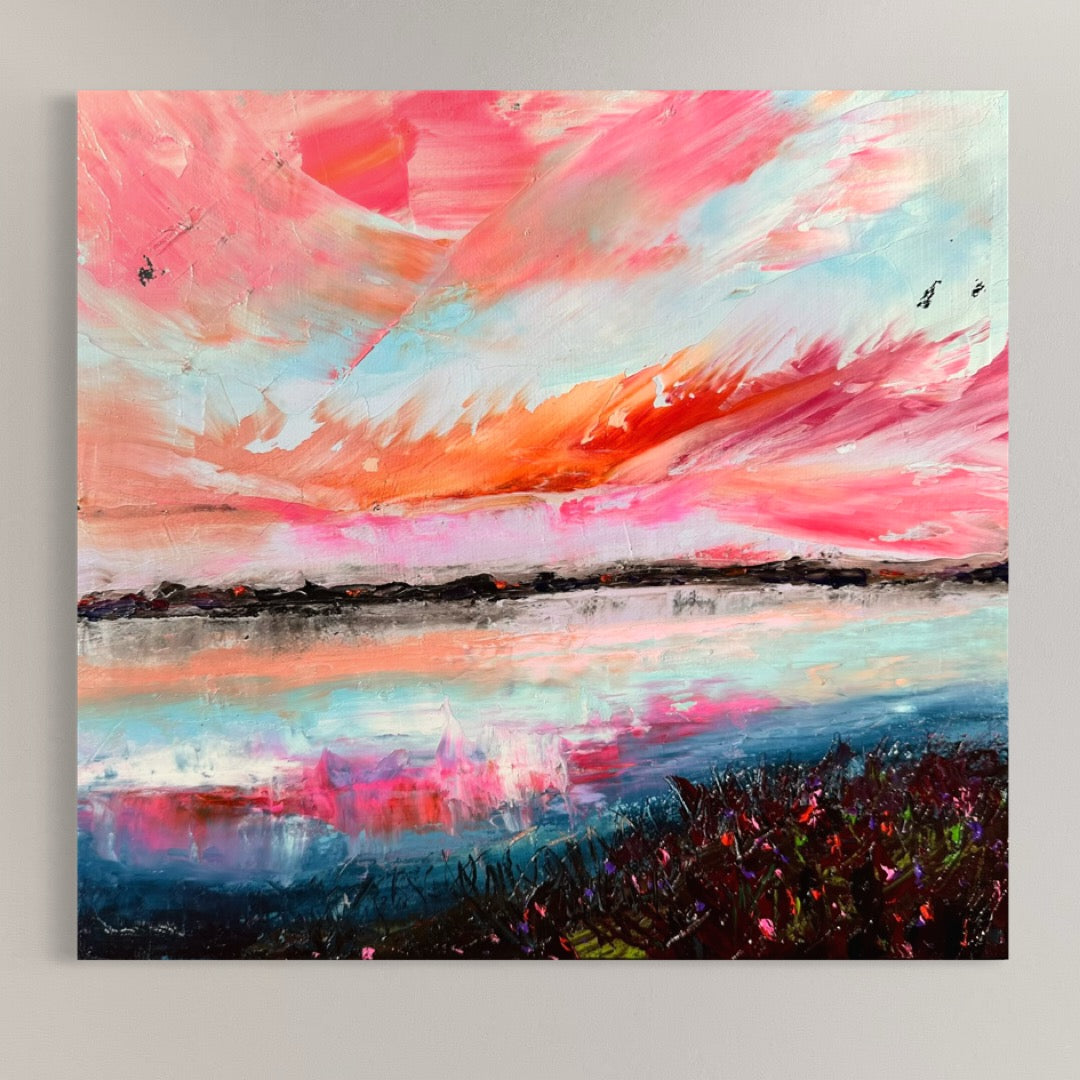 Radiant Reflections, Abstract Landscape Painting by Chelsea Tikotsky 