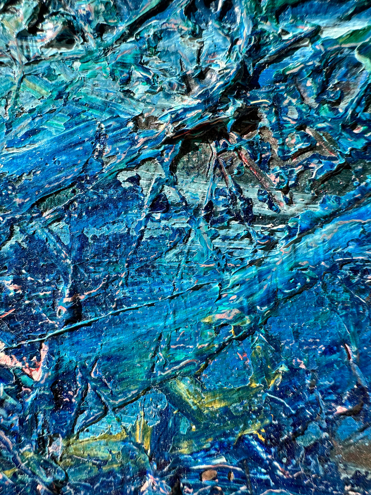 Original blue seascape oil painting Neptune by Chelsea Tikotsky