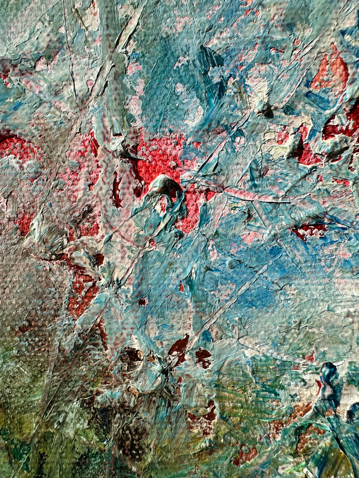 Abstract art with red, blue, and green colors