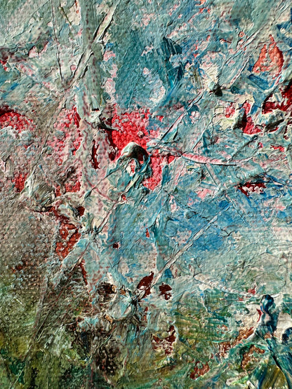 Abstract art with red, blue, and green colors