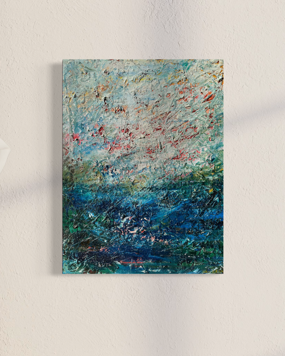 Original blue seascape oil painting Neptune by Chelsea Tikotsky